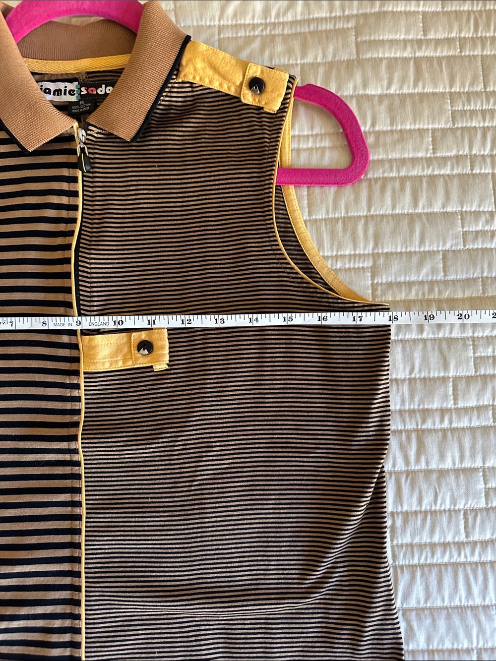 jamie sadock Brown and Yellow Striped Sleeveless Polo Tank - Picture 3 of 6